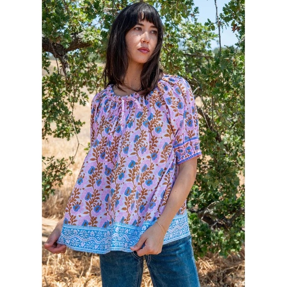 SZ BLOCKPRINTS Tracy Cotton Top - Camel Essa Size S - Picture 6 of 8